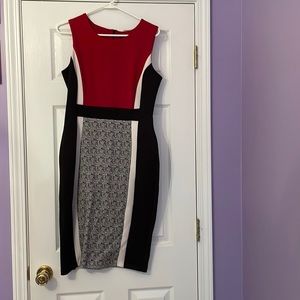 Red, Black, and White Enfocus Studio Sheath Dress